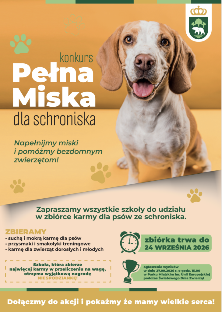 Plakat zachęcający do zbiórki na rzecz schroniska w Chełmie.